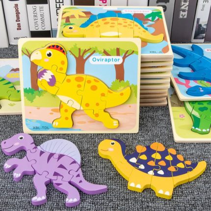 puzzle en bois cartoon dinosaure d