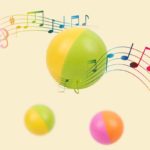 A Boite en Bois Toboggan Permanence d'Objets 3 Sorties avec des notes de musique volant dans les airs.