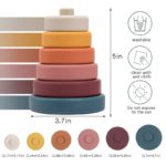 Ensemble de 6 blocs de construction en silicone souple pour bébé avec différentes couleurs et tailles.