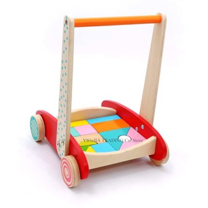 Un Pousseur Bébé - Jeu de Construction en bois avec des blocs colorés pour jeu de construction.