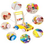 Un Pousseur Trotteur Musical Pliable pliable avec des pièces en bois