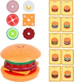 Un jeu empilable mettant en vedette Jeu d'Empilage Hamburger et divers aliments.