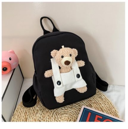 Un Sac à Dos Personnalisé Ours en Peluche pour Filles et Garçons noir.