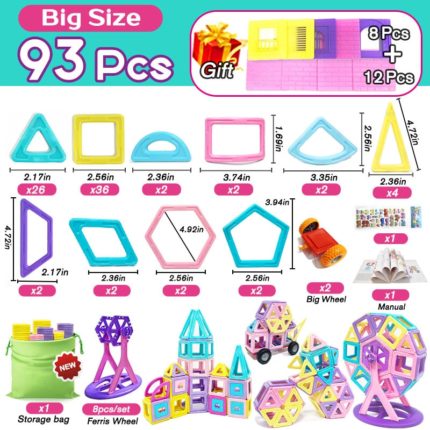 Un ensemble de Jouet de Construction Magnétique Éducatif pour un jeu éducatif avec une variété de formes et de tailles.