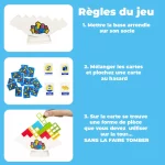 Un ensemble d'instructions pour un jeu appelé Regels du jeu, Tour Tetra - Jeu à Empiler d'Équilibre.