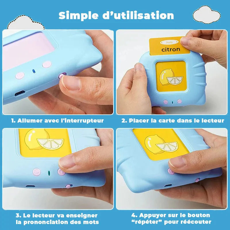 Mode d'emploi des cartes électroniques parlantes éducatives Mes Premiers Mots - Cartes Parlantes Éducatives pour Enfants de 1 à 6 ans conçues pour les enfants.