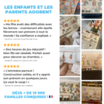 Infographie présentant les témoignages de trois parents sur les bénéfices éducatifs et la qualité du Puzzle Personnalisé Prénom en Bois, avec des images de puzzles magnifiquement conçus et un témoignage de plus de 10 000 familles satisfaites.