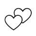 Deux contours de cœur superposés, l'un recouvrant partiellement l'autre.