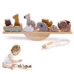 Le jouet Montessori Animaux en Bois est un ravissant jeu d'équilibre en bois avec de charmants animaux sur une plate-forme à bascule ludique. Une corde solide attachée à la base ajoute à la fois du plaisir et de la stabilité, engageant les enfants dans le jeu avec bonheur.