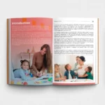 Ouvrez la brochure Guide Principes Montessori comportant une photo d'une femme et d'enfants engagés dans une activité. La page « Introduction » fournit des guides sur les principes essentiels de Montessori.