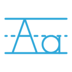 Icône stylisée de la lettre « A » en majuscule et minuscule avec des lignes horizontales indiquant la ligne de base et la hauteur de la majuscule, rappelant la précision et l'attention aux détails d'un Kit Sensoriel.