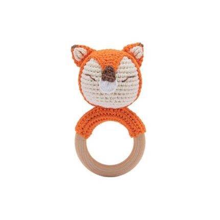 Cette charmante tête de renard orange crochetée attachée à un anneau en bois ressemble aux Anneaux de dentition Animaux – bois et crochet, parfaits pour les petits qui adorent les animaux.